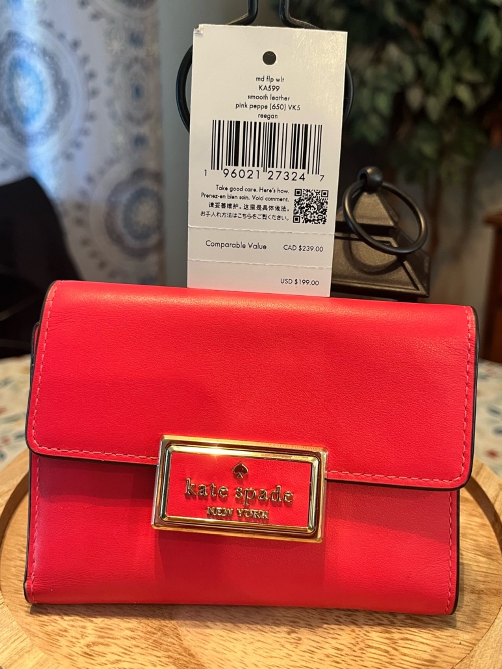 🌟 NWT Kate Spade Reegan Medium Flap Wallet - NIB Pink Peppercorn - SOLD OUT! 🌟